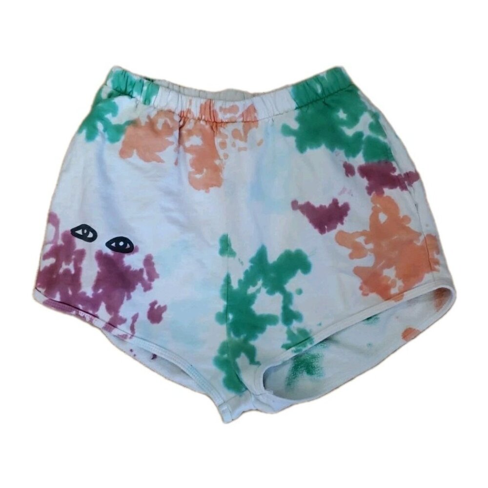 Clare V. Shorts Tie Dye St. Martin Eyes Cotton Fleece Comfy Elastic Waist M Y2K
